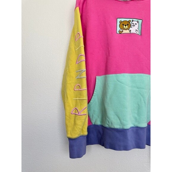Teddy Fresh x Rip n Dip Hoodie Colorblock Pink Patch Sz Medium Cotton Pocket NEW - Picture 3 of 8